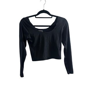 Almere Scoop Neck Black Long Sleeve Shirt